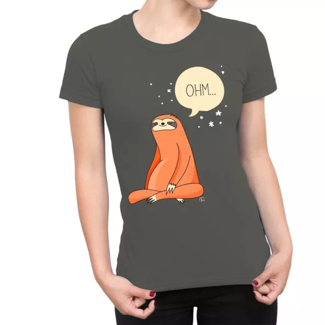 1Tee Womens Meditating Yoga Sloth T-Shirt