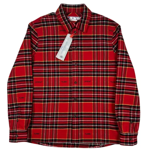 OFF WHITE Flannel Skate Shirt Red Check Button Up Long Sleeve M NEW RRP475