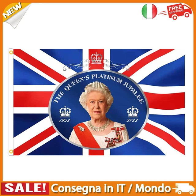 IT Polyester Giant England Flag Hanging Banners with Queen Elizabeth II (A)