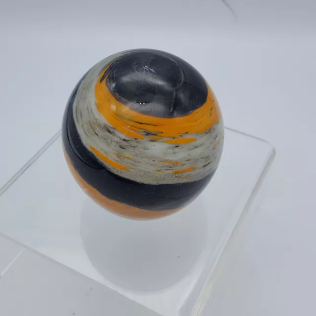 Phoenician Paperweight Orange, Black & White  Maltese Art Glass (H15)