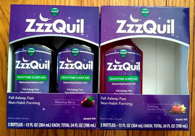 ZzzQuil Nighttime Sleep-Aid Liquid Berry Sabor Cereza (12 fl. oz., 3 piezas.)