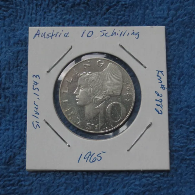 1965 Proof .640 silver 10 Shillings from Austria.