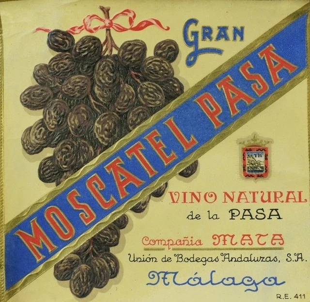 1920's-30's Vintage Wine Moscatel Pasa Spain Label Original B6