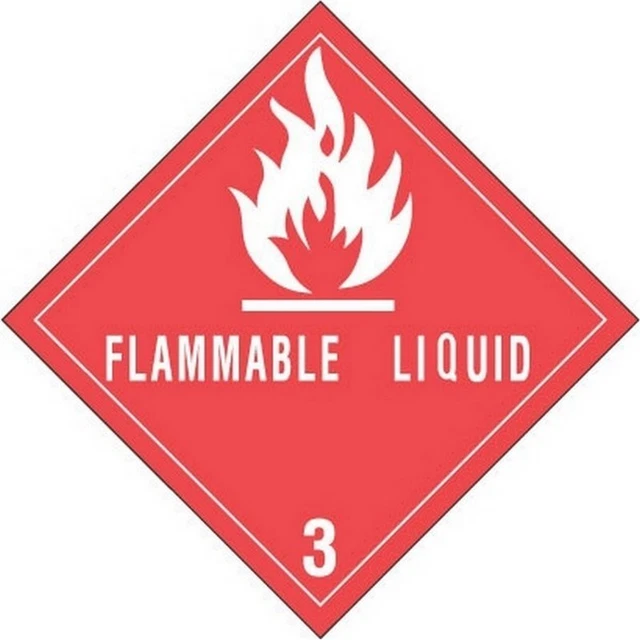 4" x 4" Flammable Liquid D.O.T. Class 3 Hazard Labels (500 per Roll)