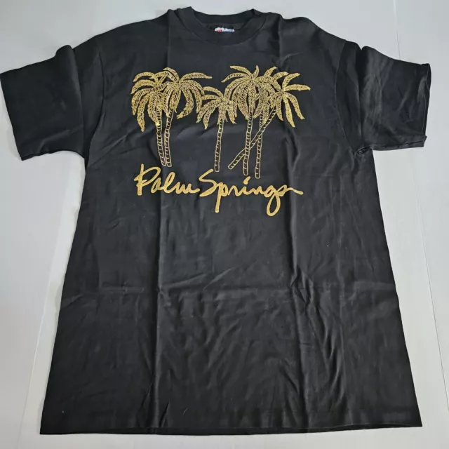 Nwot Hanes Beefy Large Palm Springs Palm Tree Black Vtg Single Stitch T-shirt