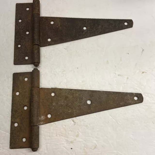 2 -12" Vintage T-Strap Hinges Barn Door, gate Rusty Reclaimed Hardware 12x7