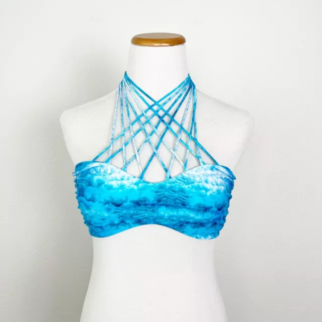 Mikoh Swimwear Kahala Underwater Sea Strappy Bikini Top Womens Medium Rare