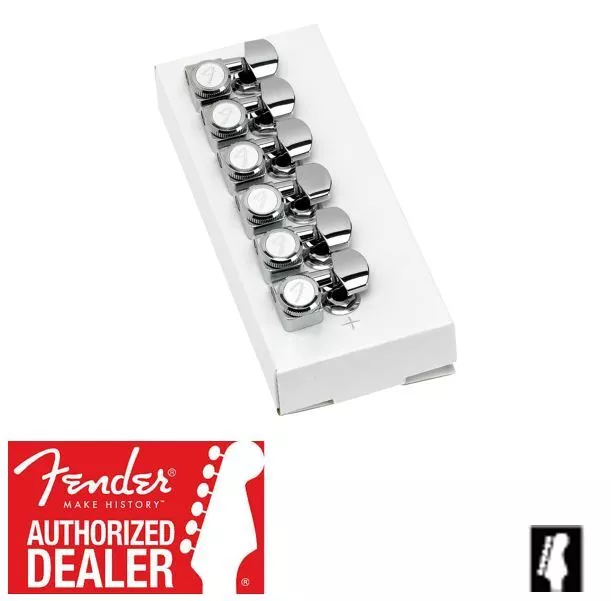 Fender Locking "F" Tuners Chrome 6 Inline 2 Pin Strat Tele 099-0818-100