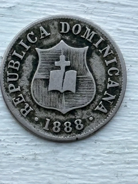 1888 Dominican Republic 2 1/2 Centavo Cent Foreign World Coin Antique Currency