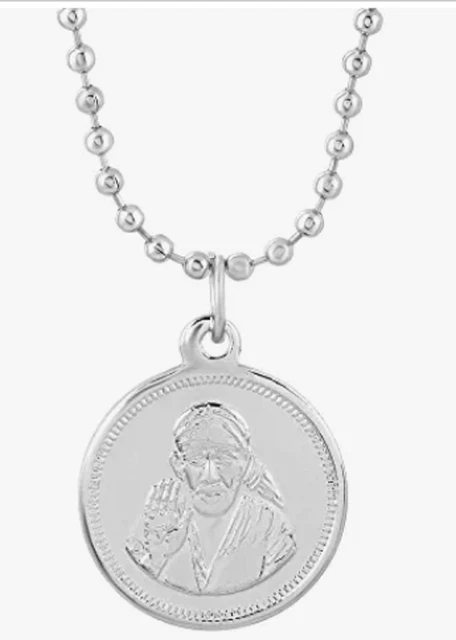Indian Traditional Silver Plated Shirdi Sai Baba Coin Pendant For Unisex