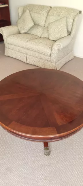 Solid Wood Coffee Table with Claw Feet, Round, Used