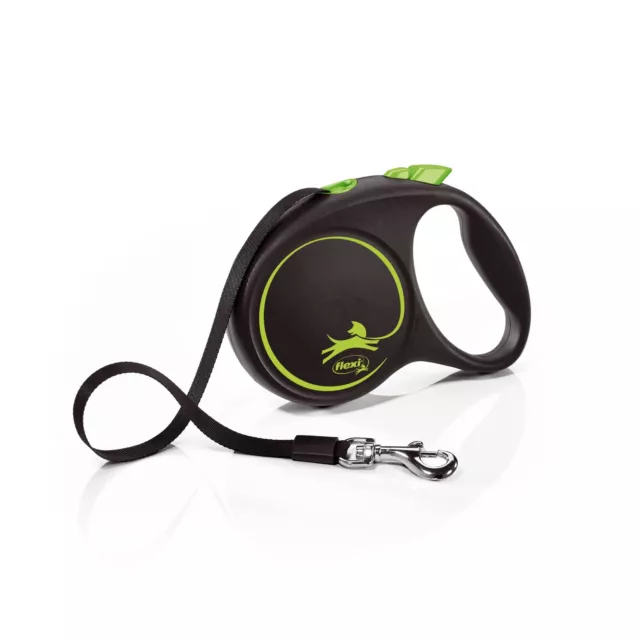 Flexi Black Design Tape Green Medium 5m Retractable Dog Leash/Lead for dogs up t