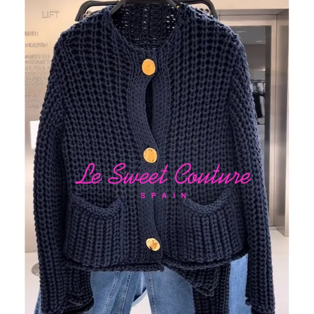 Zara Woman Nwt Ss24 Navy Blue Chunky Knit Cardigan All Sizes 5802/001