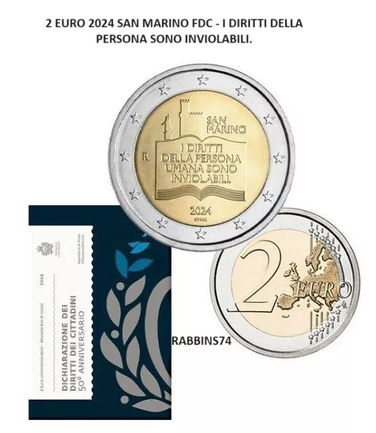 2 Euro San Marino  2024 I Diritti della Persona FDC in Folder Originale - novità