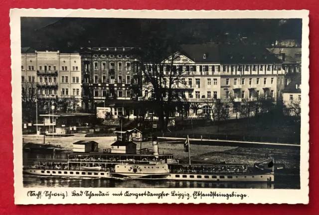 Foto AK Sächsische Schweiz um 1939 Bad Schandau mit Elbedampfer Leipzig ( 94795