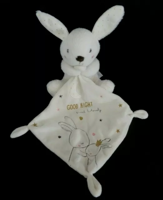 W6. DOUDOU PELUCHE SIMBA LAPIN BLANC MOUCHOIR  LUNE ETOILE good night - TTBE