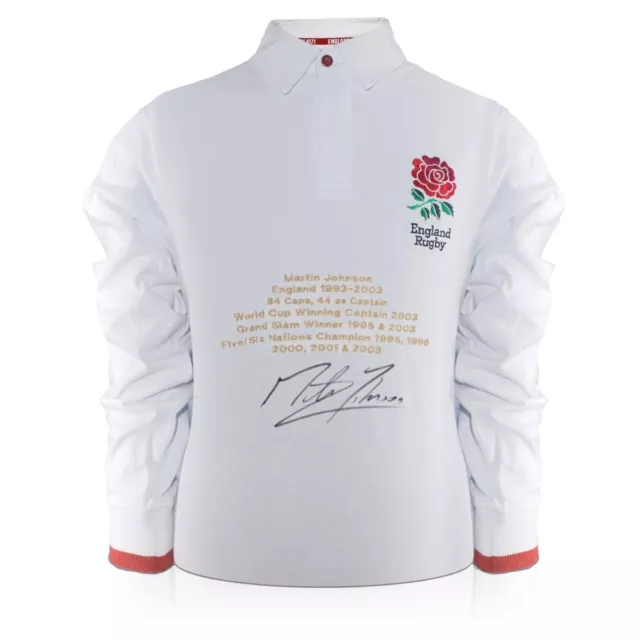 Camiseta de Inglaterra firmada por Martin Johnson: bordado de carrera