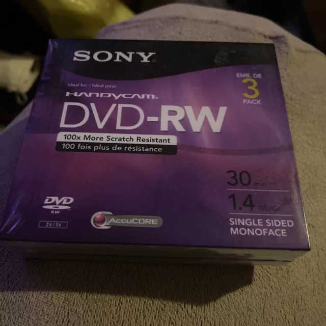 Sony Handycam DVD-RW paquete de 3 30 min 1,4 GB DVD regrabable nuevo sellado