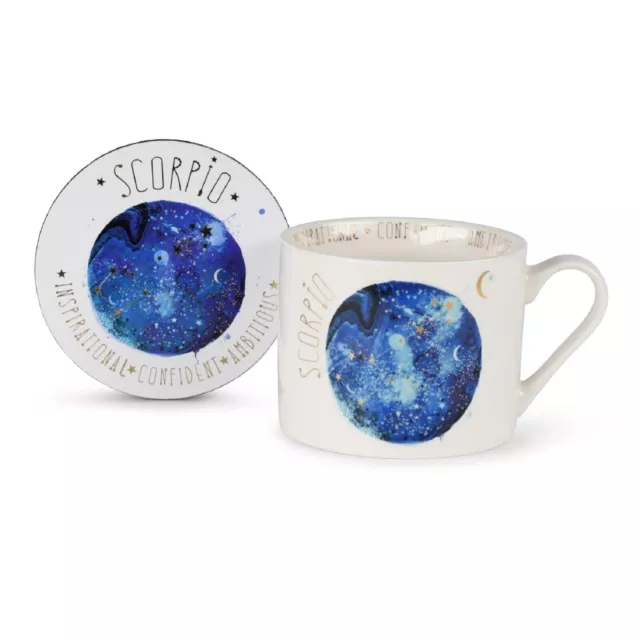 Summer Thornton Mug Set with Coaster in Presentation Gift Box (Scorpio Design),