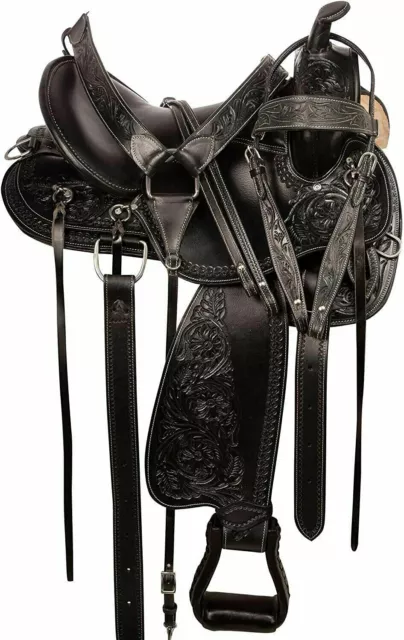 Horse Tack Saddle Western Pleasure Trail Endurance Leather With Set Free Ship.