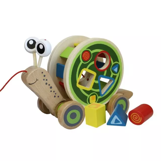 Hape E0349 - Nachziehschnecke Holz Formenspiel Farbe auf Wasserbasis Bunt NEU