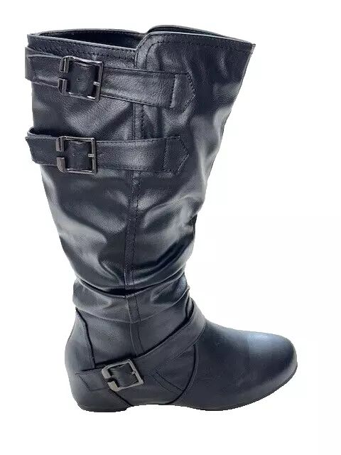 Journee Collection Womens Tiffany Black Knee-High Boots 8 Medium