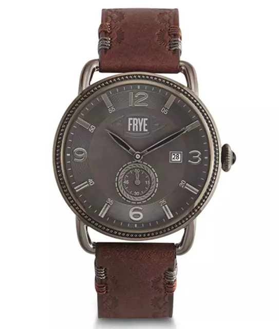 Frye Weston Brown Embossed Leather Strap Large Dial 47mm Watch 37FR00018-04 $325