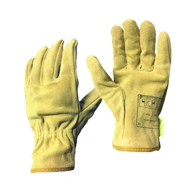 Pair Lightweight  Mig Welding Heat Resistant Work Gloves Leather Yellow