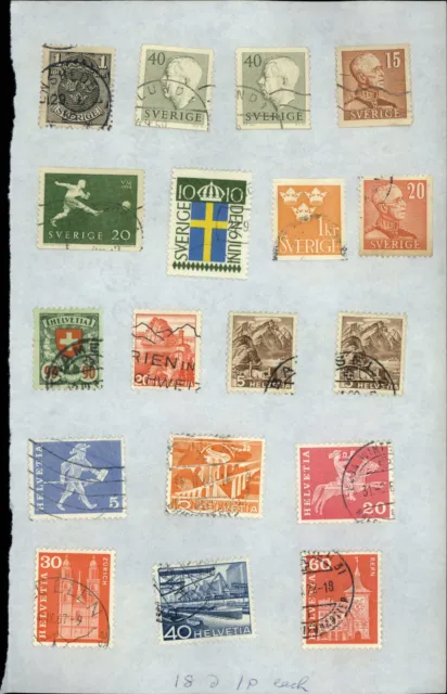 Sweden / Switzerland Album Page Of Stamps #V32928