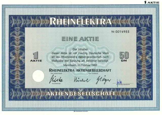 Rheinelektra AG, Mannheim, 1983 (1 Aktie / 50 DM)