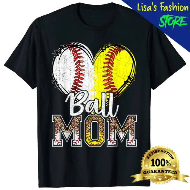 Ball Mom Heart Baseball Softball Mama Women Mothers Day 2023 Unisex T-Shirt