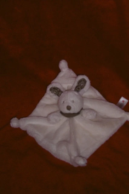 Doudou Plat Simba Nicotoy Lapin Fourrure Blanc Bandana Oreille Marron