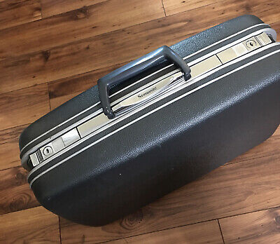 Vintage Samsonite Silhouette Hard Side Clamshell Luggage Suitcase Charcoal Grey