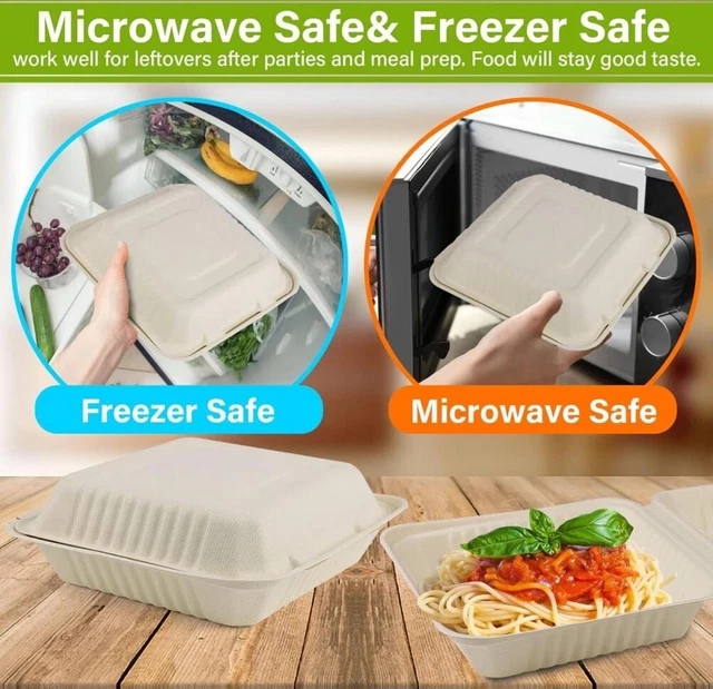 8x8 Compostable Sugarcane/ Bagasse Takeout Box 200 Units