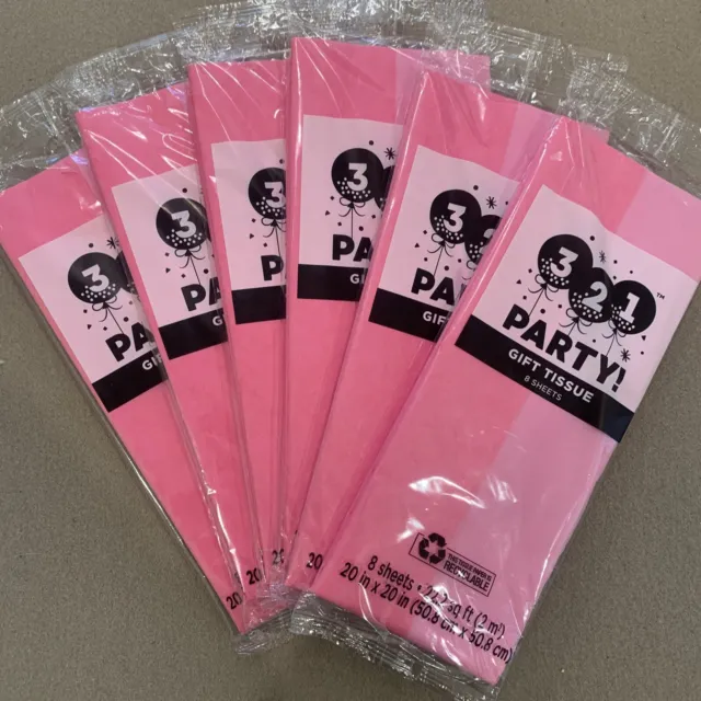 Paquete de 6 Lote 321 Fiesta Regalo Papel Tejido 8 Hojas Por Paquete Barbie Chicle Rosa