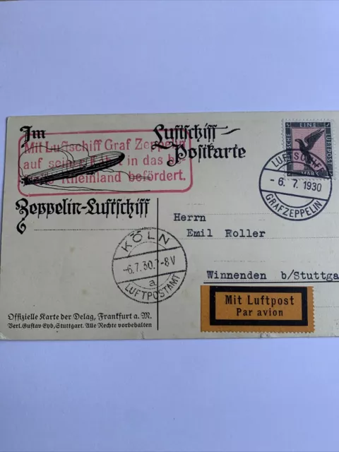 Seltene Zeppelin Postkarte