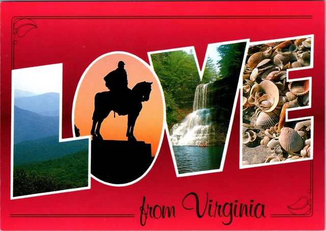 Postcard LOVE from Virginia Large Letter with Cardinal on Back, Unused