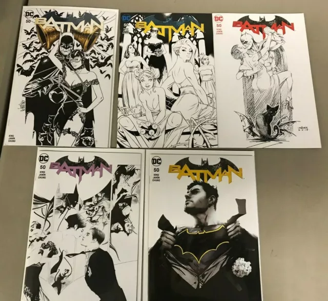 5x BATMAN 50: BALENT JOCK JETPACK ALE GARZA JAE LEE LINSNER BW VARIANTS DC HOT*