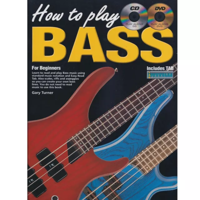 LEARN TO PLAY Electric Bass Guitar TAB Notes Scales Music Tutor Book CD