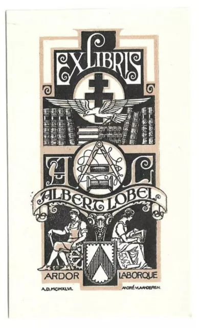 ANDRÉ VLAANDEREN: Exlibris für Albert Lobel "Andor Laborque"; 1946