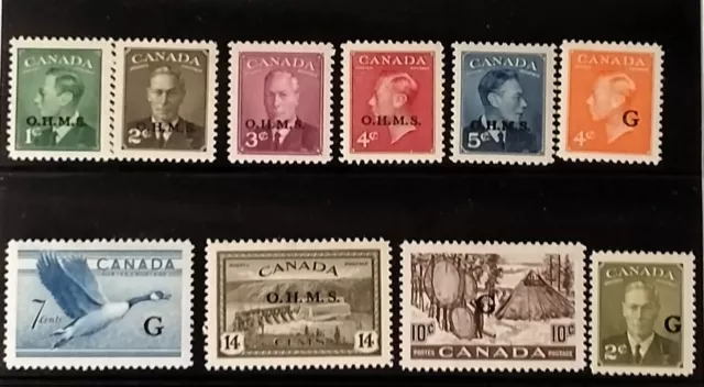 Ten Canada Mint OHMS Stamps