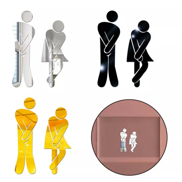Arredo Casa 3D Toilette Bagno Porta Uomo Donna Insegna Specchio Muro Adesivo New