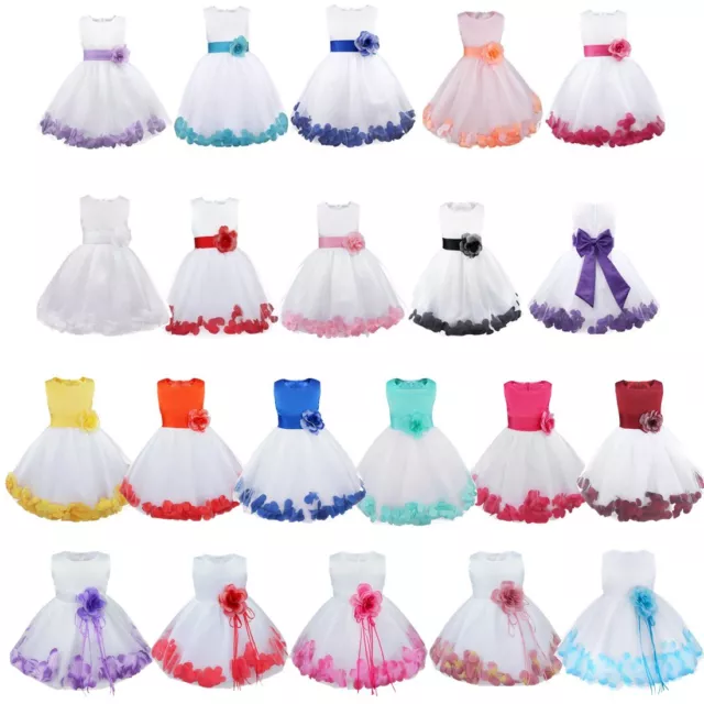 Flower Girl Princess Dress Kid Baby Formal Occasion Petals Bridesmaid Tutu Dress