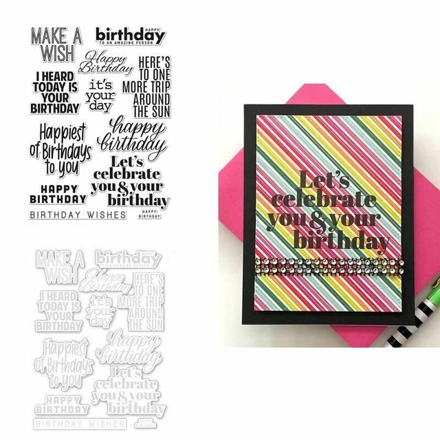 JOYEUX ANNIVERSAIRE TAMPONS Transparents Et Matrices De Découpe En Métal... EUR 33,83 - FR