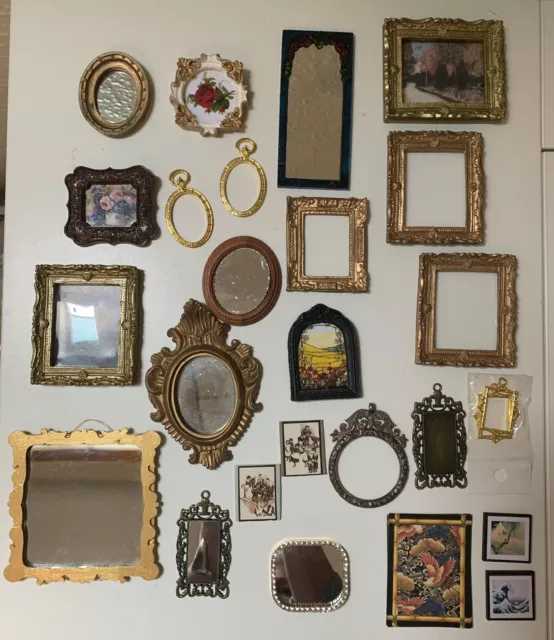 Assortment Of Dolls House Mirrors, Pictures, Frames And Rugs