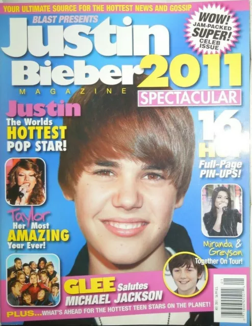 JUSTIN BIEBER 2011 SPECTACULAR taylor swift GLEE miranda cosgrove + PIN UPS