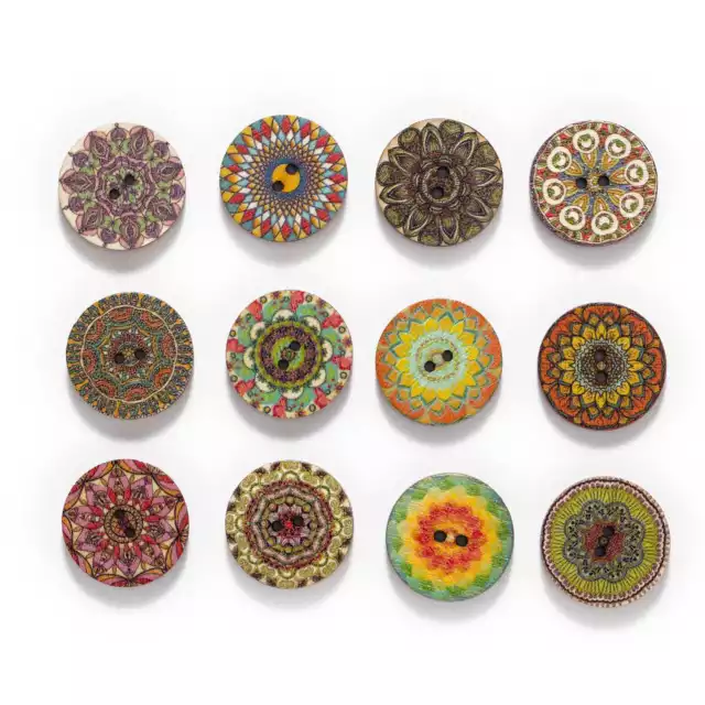 50pcs Retro Series Wooden Buttons fit Scrapbook Sewing Clothing Crafts Handmade