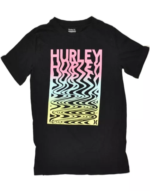 HURLEY Girls Graphic T-Shirt Top 12-13 Years Large  Black Cotton AZ31