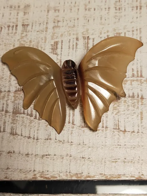 grande broche papillon art nouveau corne