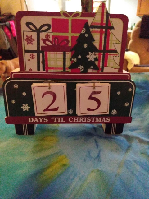 Wood Standing Days Til Christmas Calendar 3D TRUCK LOADED UP 6.5" X 6"